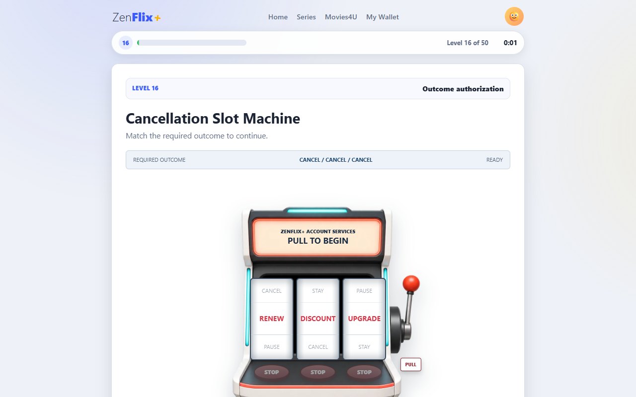 The Cancellation Slot Machine with three reels, individual stop buttons and a physical pull handle